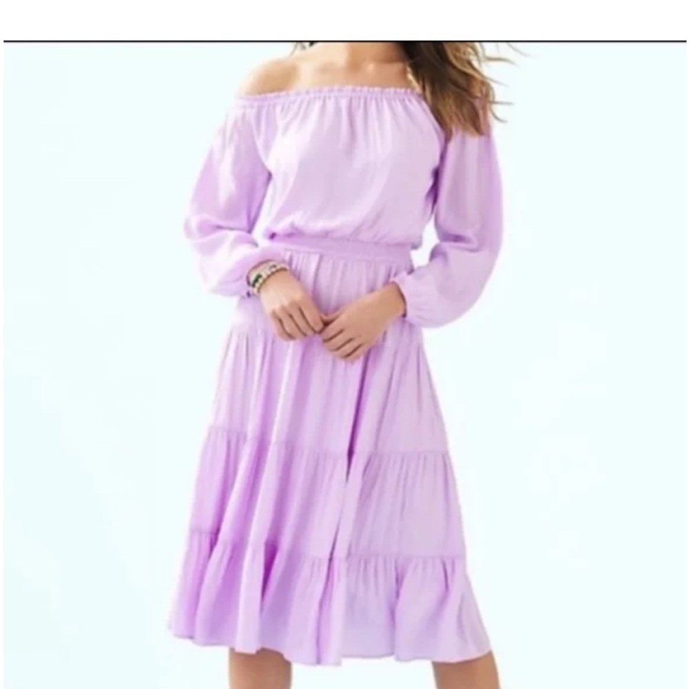 Lilly Pulitzer Jennie Tiered Midi Dress - Lilac Freesia Dotty  - M